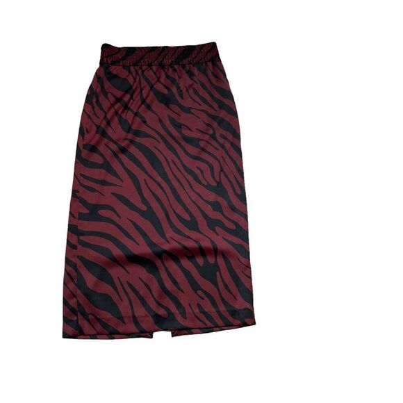 NWT Zara Animal print pencil skirt Maroon - Picture 4 of 13